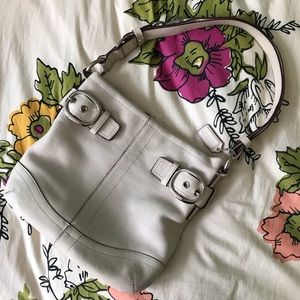 Coach Ivory Pebbled Leather Crossbody Purse